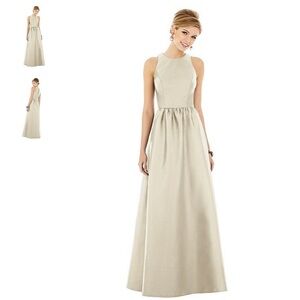 ALFRED SUNG Gold Sleeveless Gown
